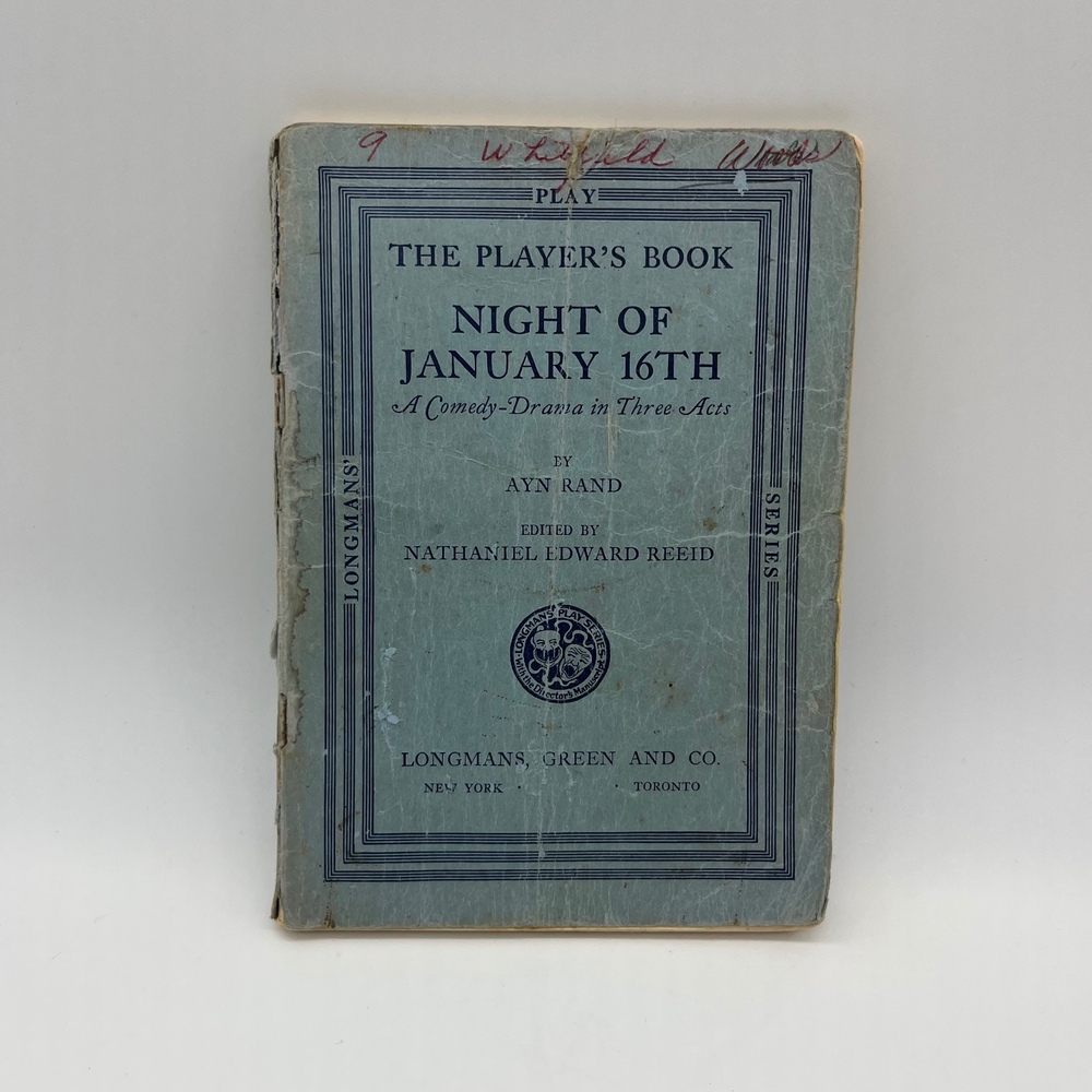 Ayn Rand Night of January 16th Play Comedy Drama‎ Vintage Book 1936 Script